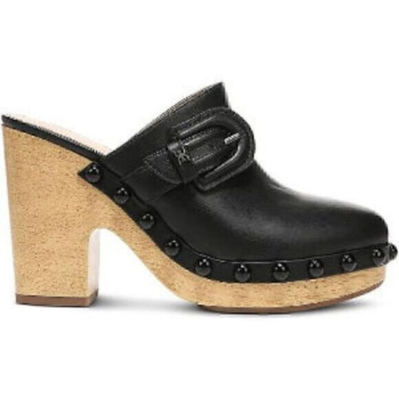 Sam Edelman Nyla Buckle Slip on Black Block Heel Clog Shoes 9.5 - Picture 3 of 12